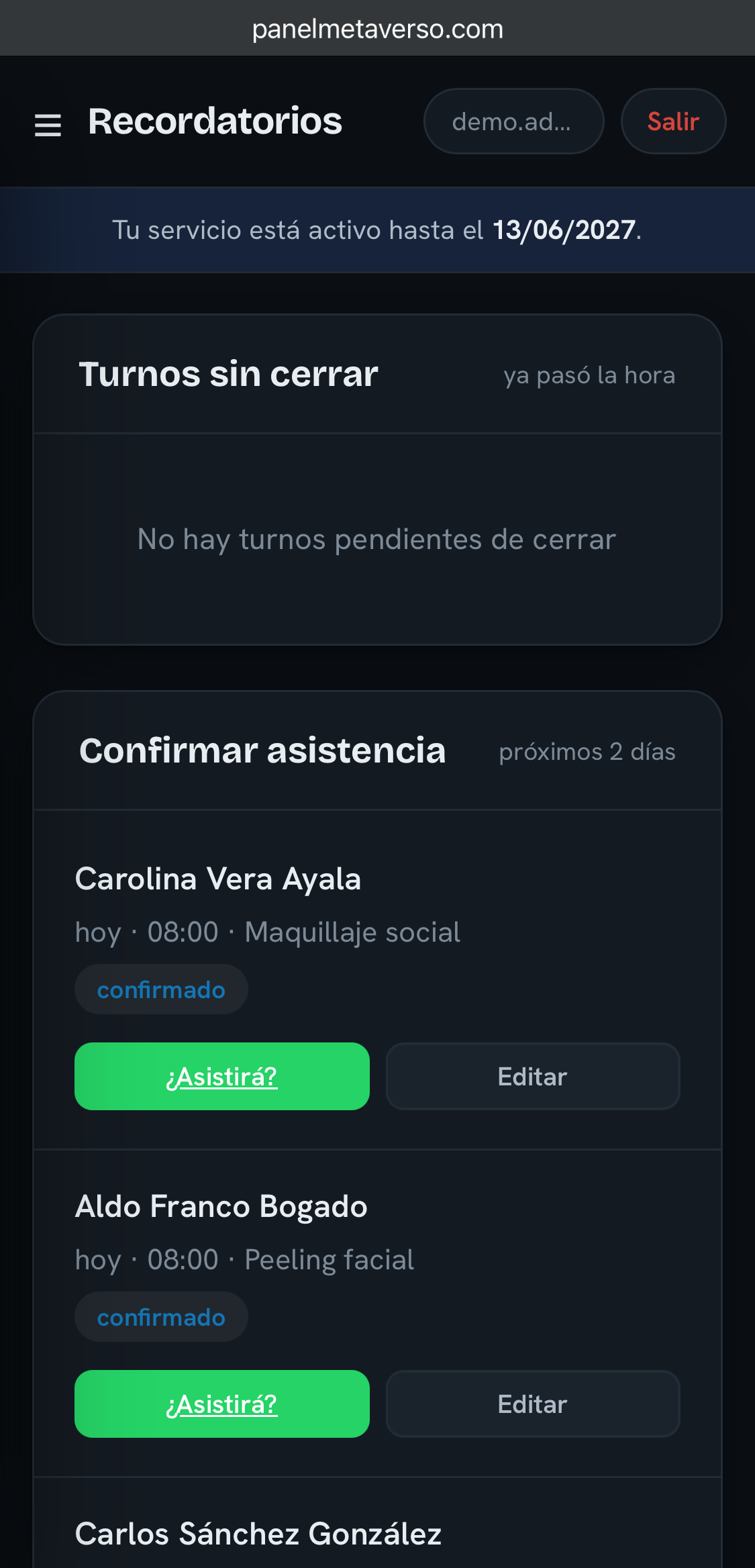 Recordatorios por WhatsApp